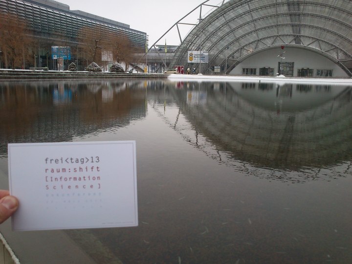 Walking through the water at the Leipzig Messe-Centre.